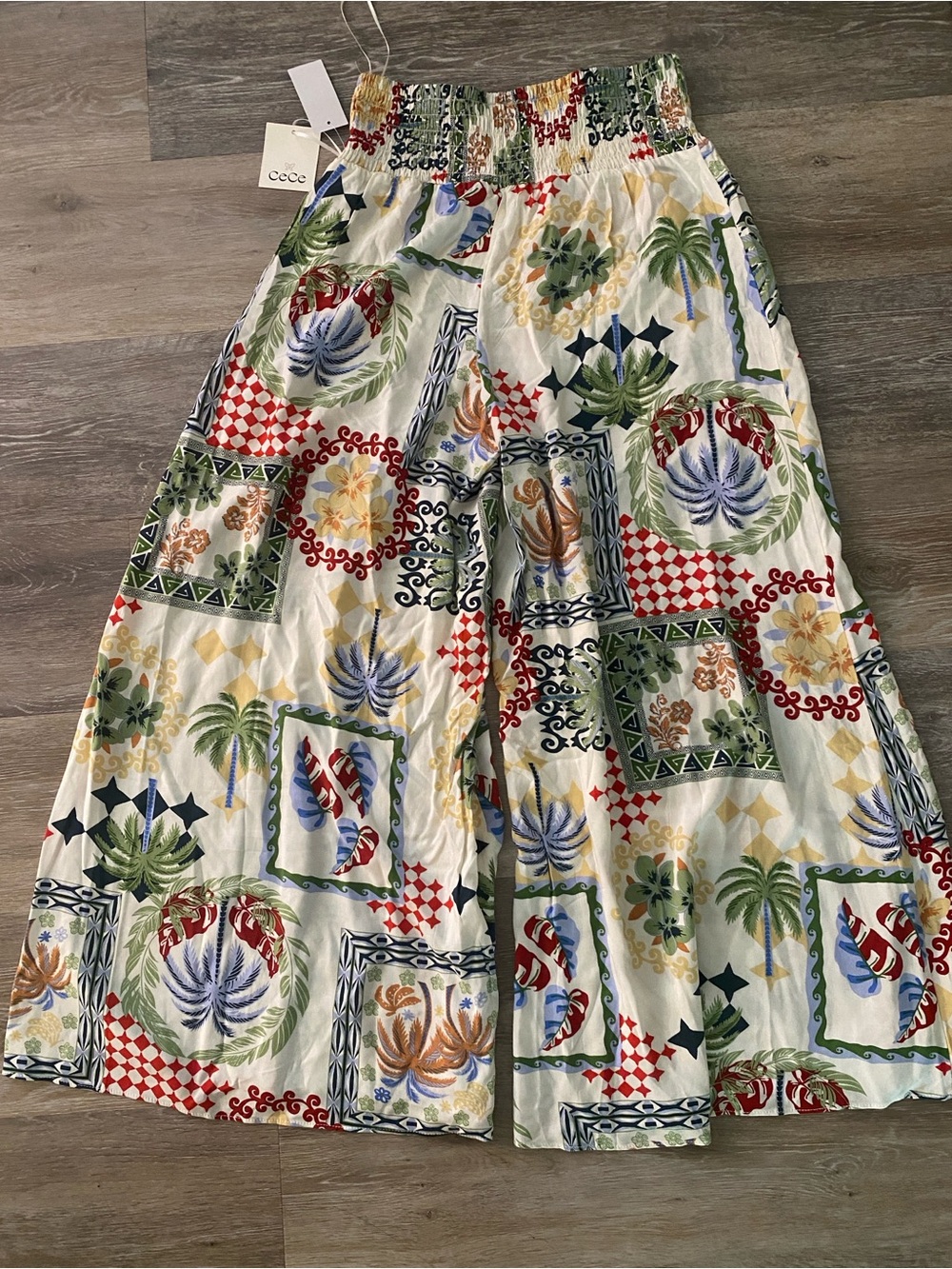 Cece Palazzo Tropical Pants Wide Leg Boho S